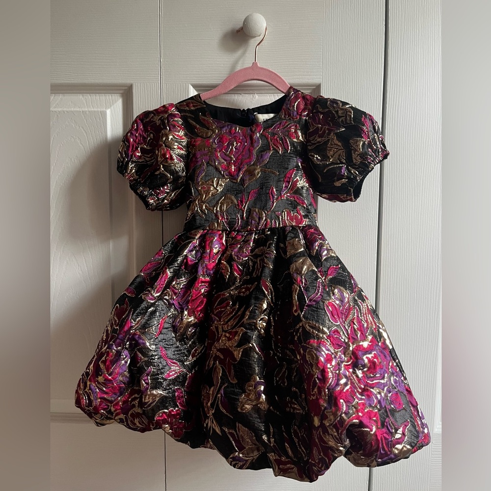 JessaKae Vibrant Floral Dress with Puff Sleeves for Baby/Toddler